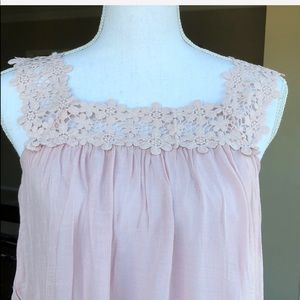 Blush Sleeveless Lace Flowly Top